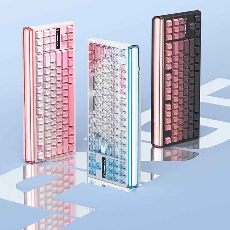 LANGTU T87 Hot-Pluggable Wireless Bluetooth Triple-Mode Mechanical Keyboard Office & Gaming Keyboard, Style: Mist Peach Side-Etched TTC Instant Gold Axis Dual 8K Ultra