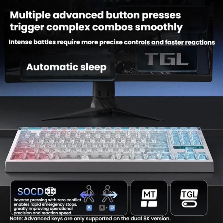 LANGTU T87 Hot-Pluggable Wireless Bluetooth Triple-Mode Mechanical Keyboard Office & Gaming Keyboard, Style: BlackBerry Side-Etched Matcha Iced Axis Dual 8K Ultra