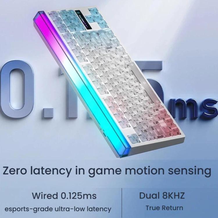 LANGTU T87 Hot-Pluggable Wireless Bluetooth Triple-Mode Mechanical Keyboard Office & Gaming Keyboard, Style: BlackBerry Side-Etched Matcha Iced Axis Dual 8K Ultra