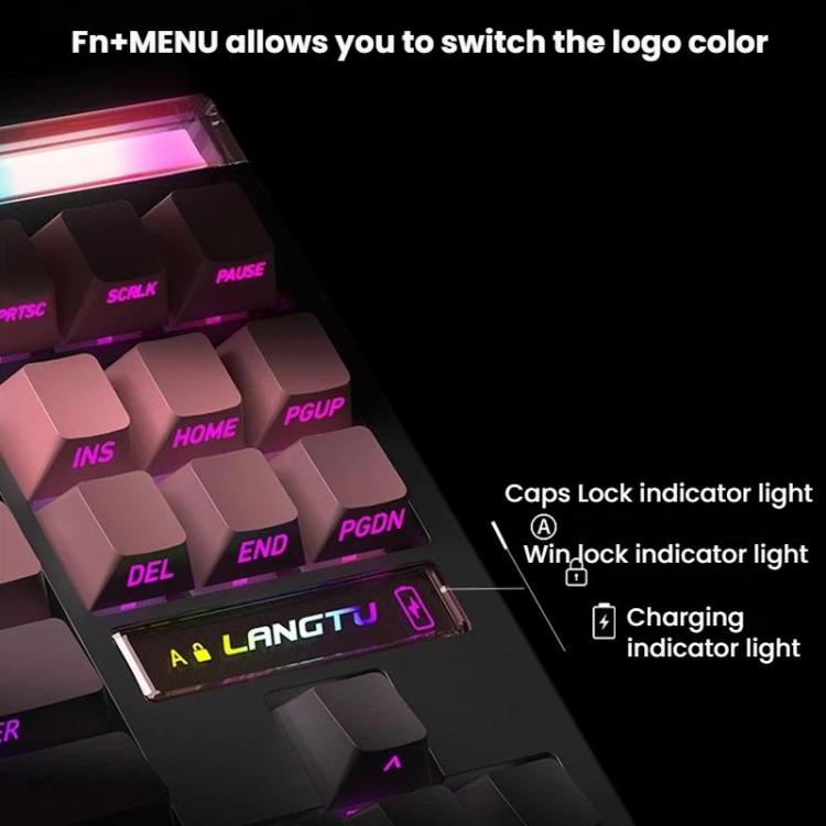 LANGTU T87 Hot-Pluggable Wireless Bluetooth Triple-Mode Mechanical Keyboard Office & Gaming Keyboard, Style: BlackBerry Side-Etched Matcha Iced Axis Dual 8K Ultra