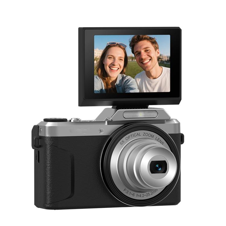 D27 4K Vlogging Camera 64MP Photo, 6x Optical Zoom, 180-Degree Flip Screen & WiFi Connectivity