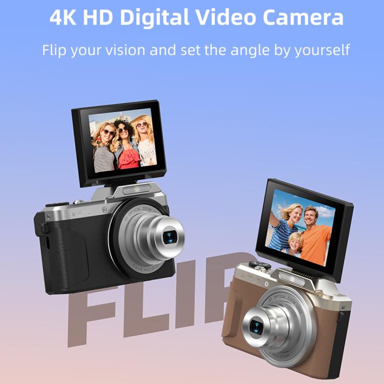 D27 4K Vlogging Camera 64MP Photo, 6x Optical Zoom, 180-Degree Flip Screen & WiFi Connectivity