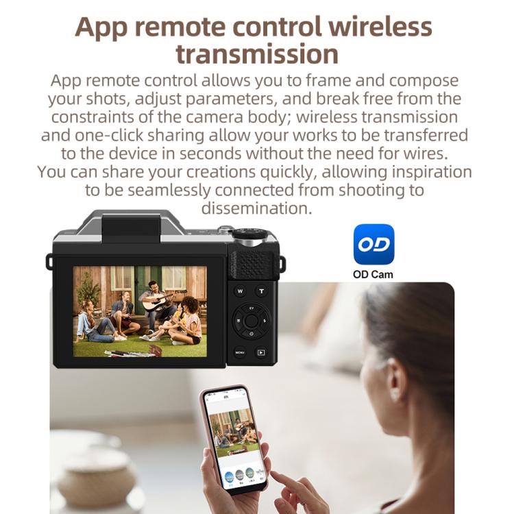 D27 4K Vlogging Camera 64MP Photo, 6x Optical Zoom, 180-Degree Flip Screen & WiFi Connectivity