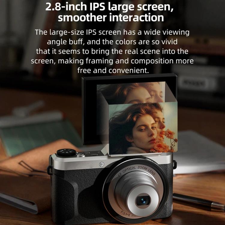 D27 4K Vlogging Camera 64MP Photo, 6x Optical Zoom, 180-Degree Flip Screen & WiFi Connectivity