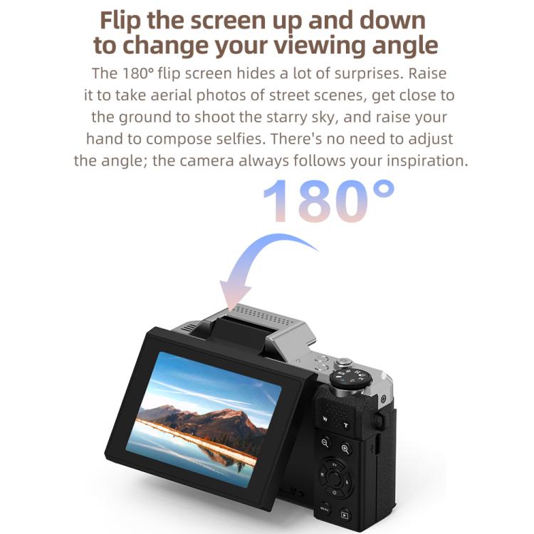 D27 4K Vlogging Camera 64MP Photo, 6x Optical Zoom, 180-Degree Flip Screen & WiFi Connectivity