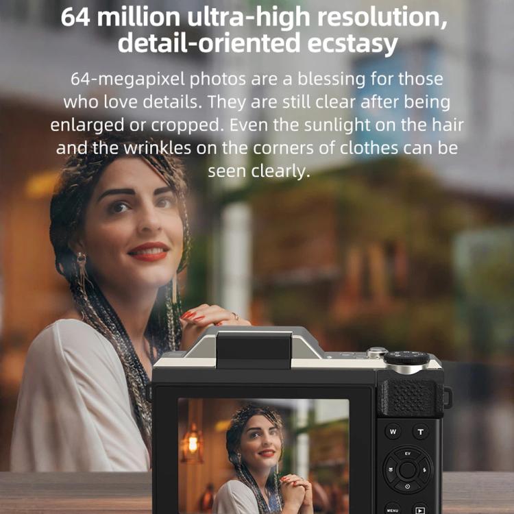 D27 4K Vlogging Camera 64MP Photo, 6x Optical Zoom, 180-Degree Flip Screen & WiFi Connectivity