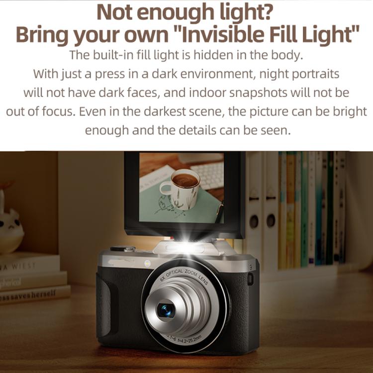 D27 4K Vlogging Camera 64MP Photo, 6x Optical Zoom, 180-Degree Flip Screen & WiFi Connectivity