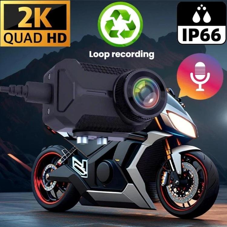 M1 IP66 Waterproof WIFI Motorcycle Dash Camera 2K HD Portable Recorder - Black