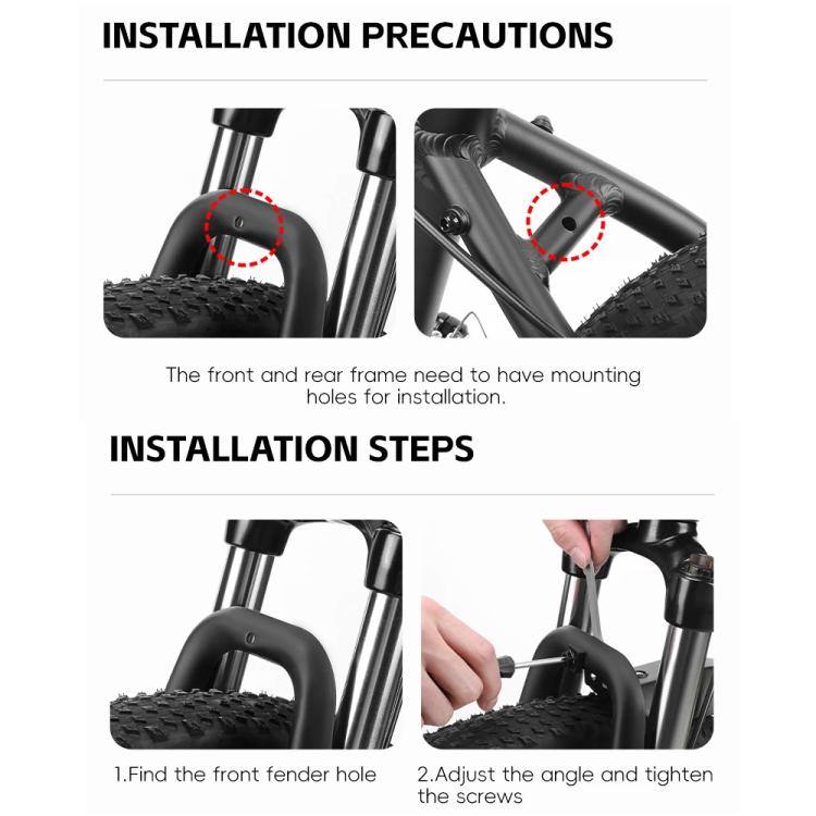 WEST BIKING Extra Wide & Long Mountain Bike Fenders, Full Coverage Mud Guards for 20 22 24 Inch Bicycles - Black