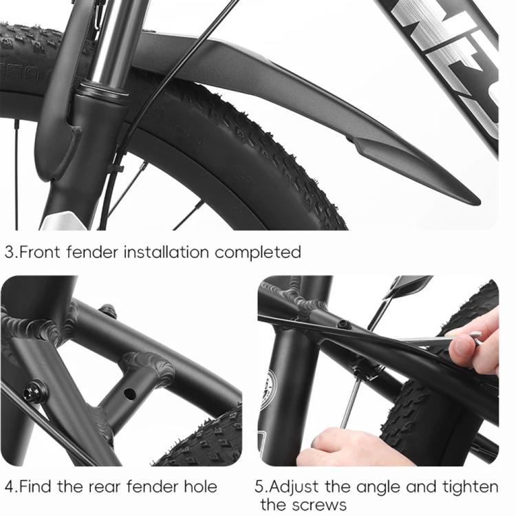 WEST BIKING Extra Wide & Long Mountain Bike Fenders, Full Coverage Mud Guards for 20 22 24 Inch Bicycles - Black
