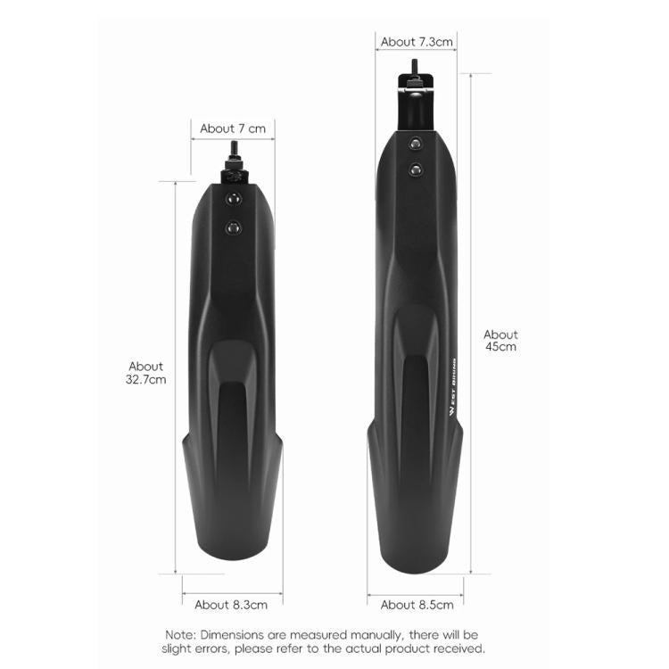 WEST BIKING Extra Wide & Long Mountain Bike Fenders, Full Coverage Mud Guards for 20 22 24 Inch Bicycles - Black