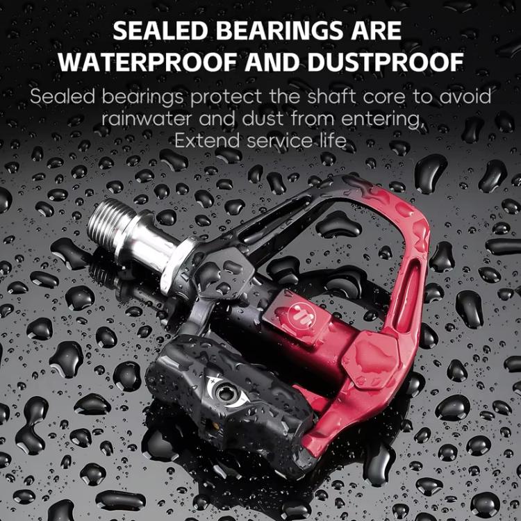 WEST BIKING Lightweight SPD-Compatible Road Bike Clipless Pedals - with Cleats and High-Efficiency Bearings Black Red Steel