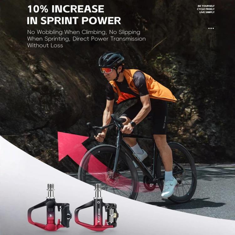 WEST BIKING Lightweight SPD-Compatible Road Bike Clipless Pedals - with Cleats and High-Efficiency Bearings Black Red Titanium