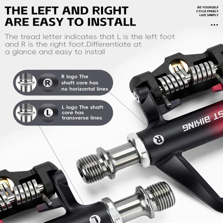 WEST BIKING Lightweight SPD-Compatible Road Bike Clipless Pedals - with Cleats and High-Efficiency Bearings Black Red Steel