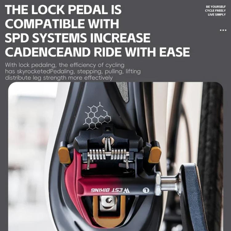 WEST BIKING Lightweight SPD-Compatible Road Bike Clipless Pedals - with Cleats and High-Efficiency Bearings Black Red Titanium