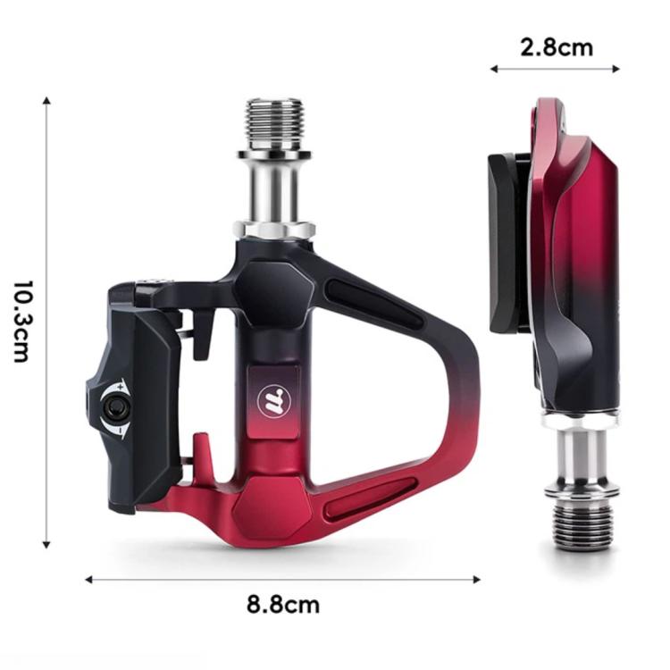 WEST BIKING Lightweight SPD-Compatible Road Bike Clipless Pedals - with Cleats and High-Efficiency Bearings Black Red Titanium