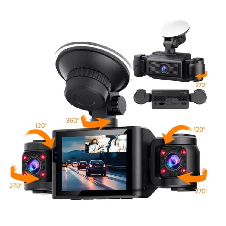 A7 1080P Dash Camera HD Night Vision Car Recorder, Spec: Front+Left+Right