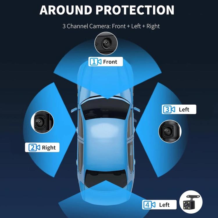 A7 1080P Dash Camera HD Night Vision Car Recorder, Spec: Front+Left+Right+Rear