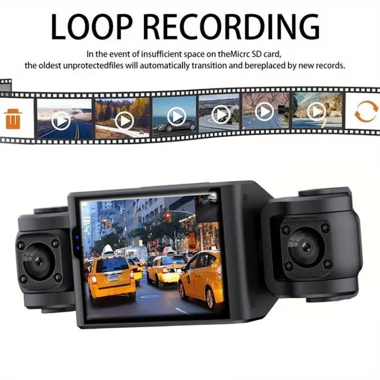 A7 1080P Dash Camera HD Night Vision Car Recorder, Spec: Front+Left+Right