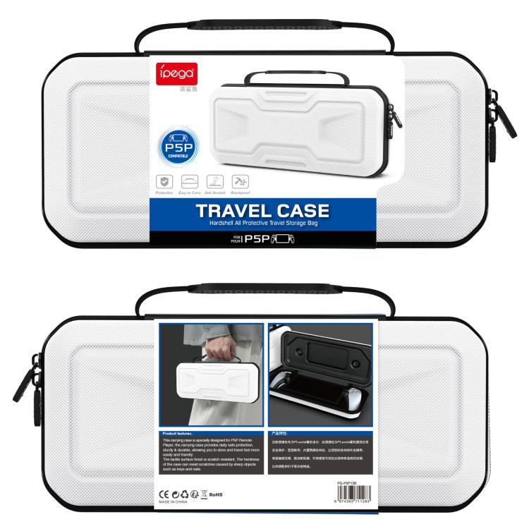 For Sony PlayStation Portal ipega PG-P5P13 Handheld Zipper EVA Hard Case Portable Carry Storage Bag - White