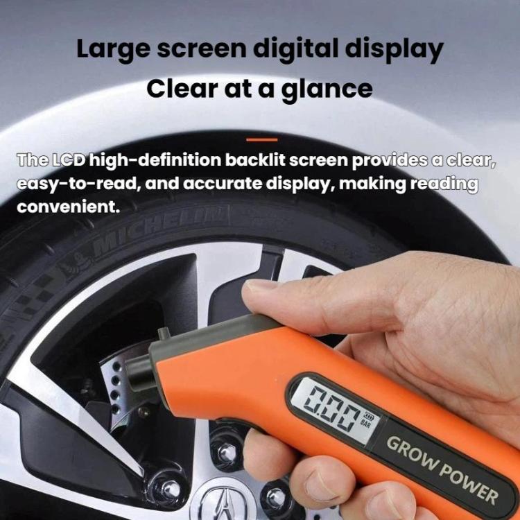 SP-AP-010 High-Precision Car Digital Tire Pressure Gauge Digital Display Tire Pressure Monitor - Orange