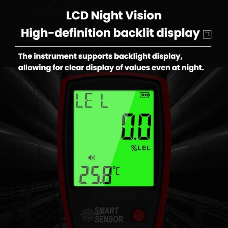 SMART SENSOR AS8800C Portable Digital Display Combustible Gas Detector High-Precision Alarm Gas Leak Detector