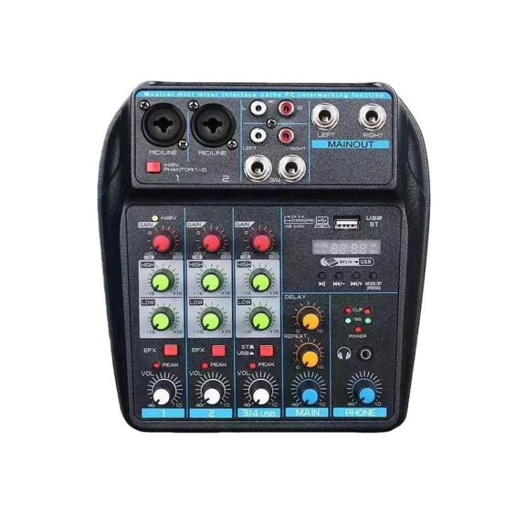 D4 4-Channel Mixer With Reverb Stage & Live Streaming Audio Mixer - Blue