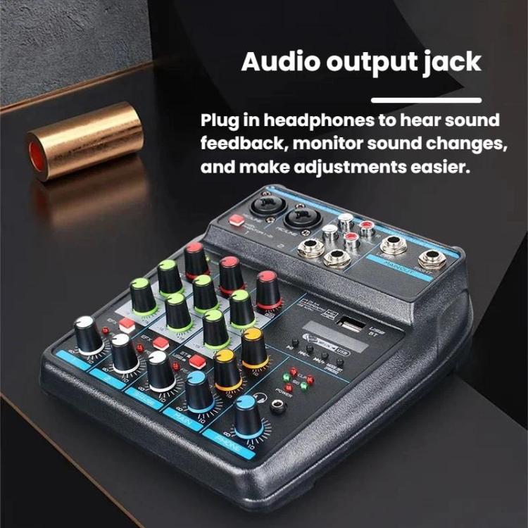 D4 4-Channel Mixer With Reverb Stage & Live Streaming Audio Mixer - Blue