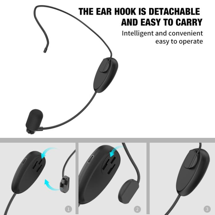 K-06 2.4G Head-Mounted Wireless Microphone Amplifier Headset, Spec: 1 in 2