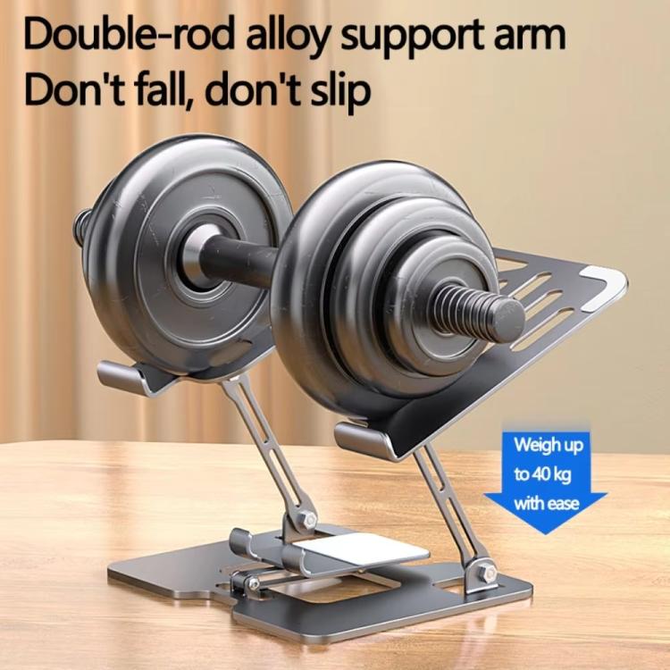 2-in-1 Foldable Laptop Tablet Stand Riser with Phone Holder Fan Type Black