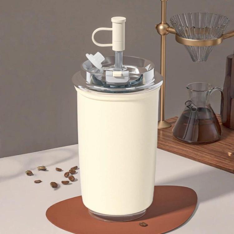 300ml 316 Stainless Steel Insulated Coffee Cup Vacuum Double-Wall Straw Cup