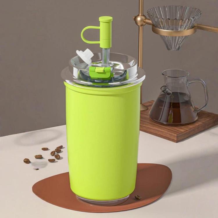 300ml 316 Stainless Steel Insulated Coffee Cup Vacuum Double-Wall Straw Cup