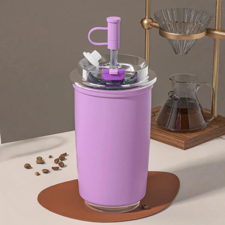 300ml 316 Stainless Steel Insulated Coffee Cup Vacuum Double-Wall Straw Cup
