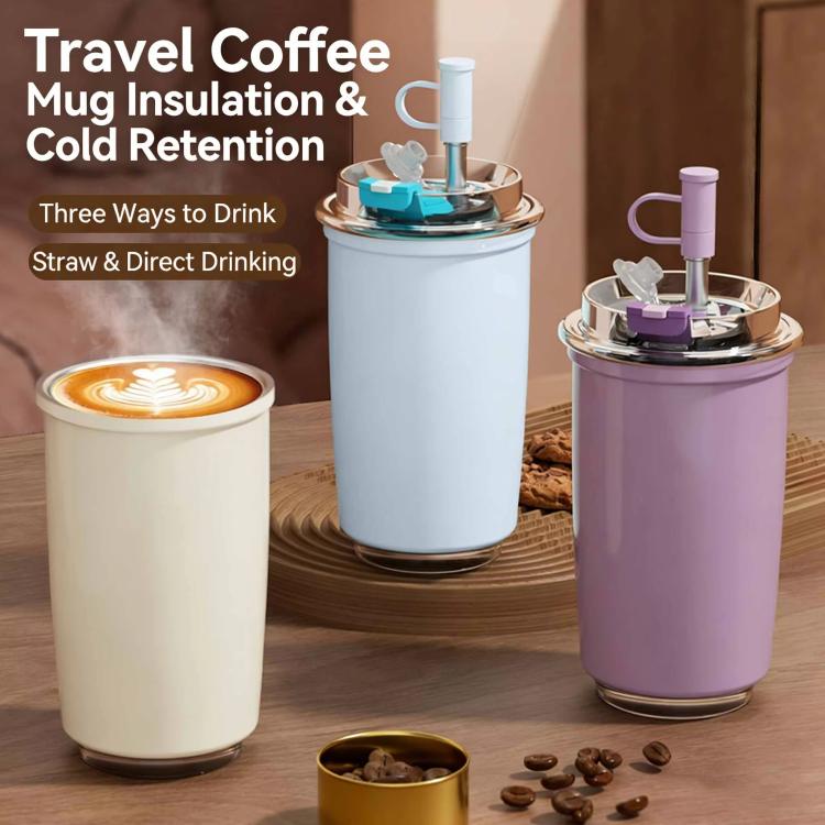300ml 316 Stainless Steel Insulated Coffee Cup Vacuum Double-Wall Straw Cup