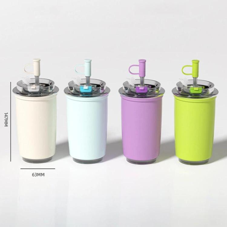 300ml 316 Stainless Steel Insulated Coffee Cup Vacuum Double-Wall Straw Cup