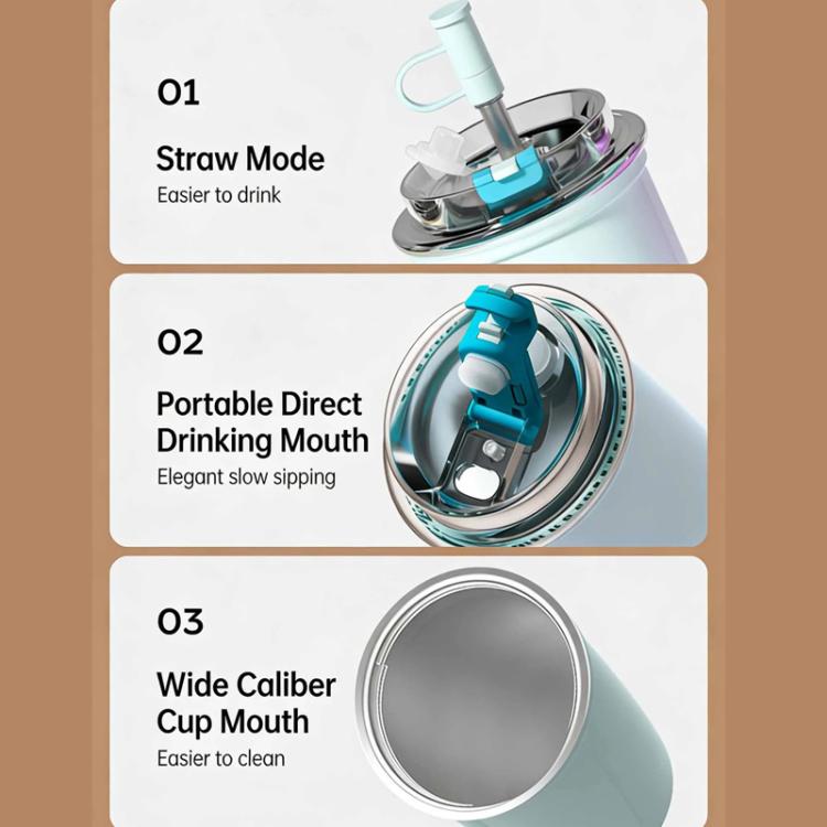300ml 316 Stainless Steel Insulated Coffee Cup Vacuum Double-Wall Straw Cup