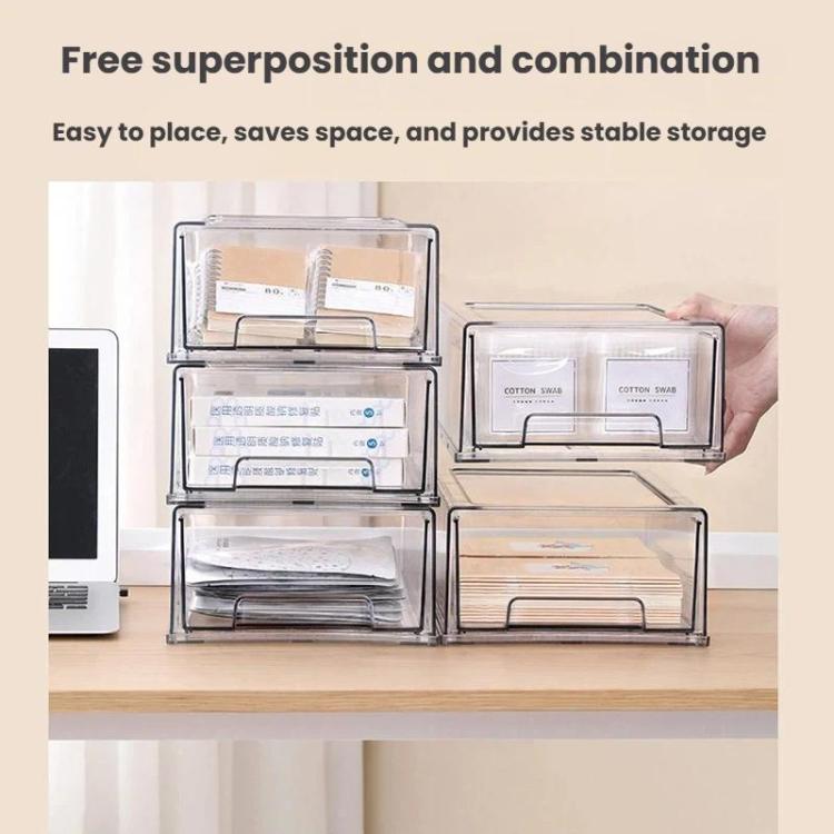 Small Transparent Thickened Storage Box Stackable Drawer-Style Desktop Organizer