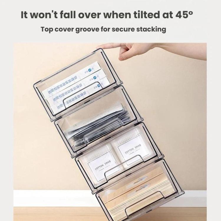 Small Transparent Thickened Storage Box Stackable Drawer-Style Desktop Organizer