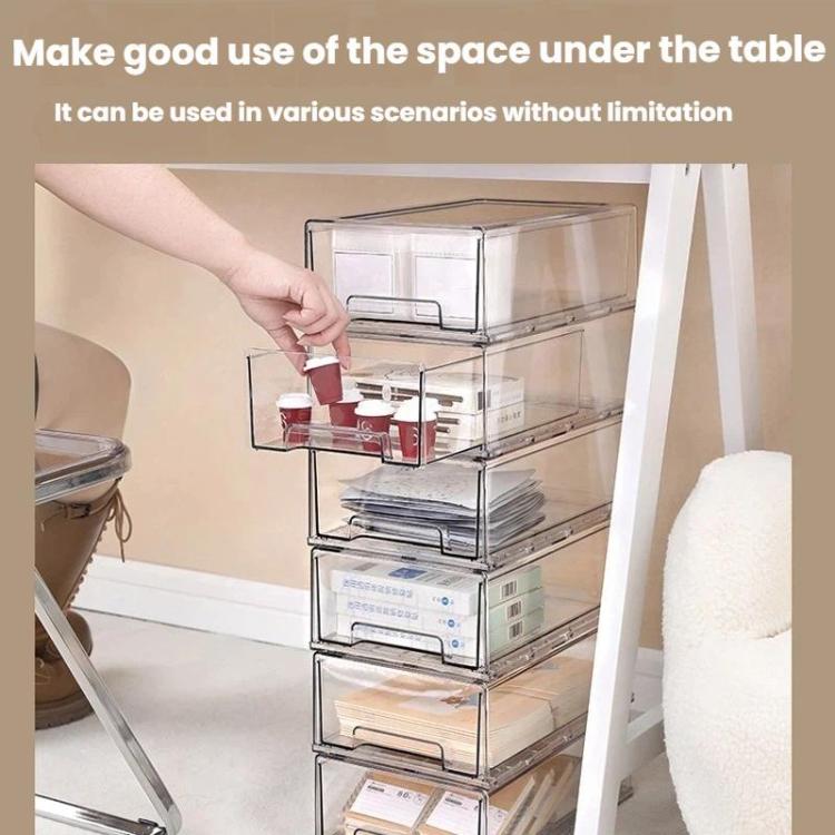 Extra Large Transparent Thickened Storage Box Stackable Drawer-Style Desktop Organizer