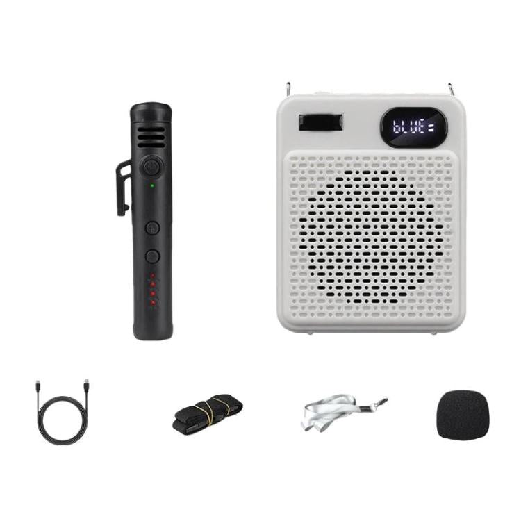 DIYO-1125 Multifunctional Outdoor High-Volume Microphone With Battery Display Teacher Classroom Voice Amplifier, Spec: Wireless Single Mic White