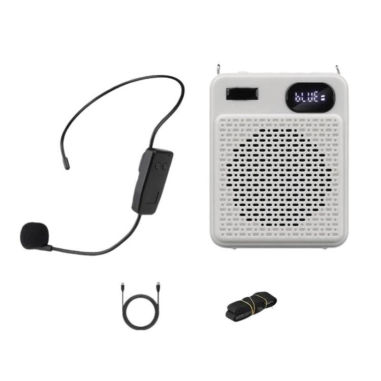 DIYO-1125 Multifunctional Outdoor High-Volume Microphone With Battery Display Teacher Classroom Voice Amplifier, Spec: Wireless Single Headwear White