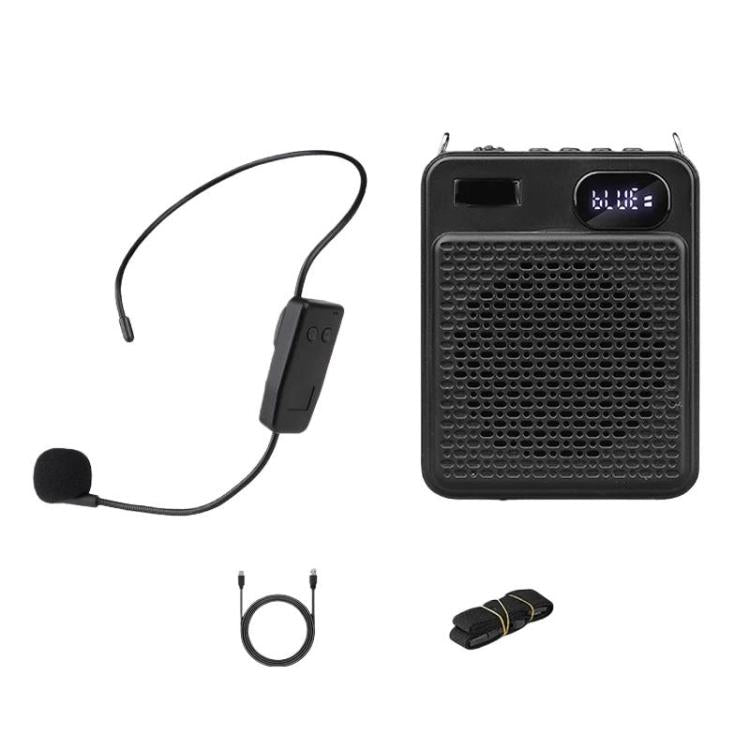 DIYO-1125 Multifunctional Outdoor High-Volume Microphone With Battery Display Teacher Classroom Voice Amplifier, Spec: Wireless Single Headwear Black
