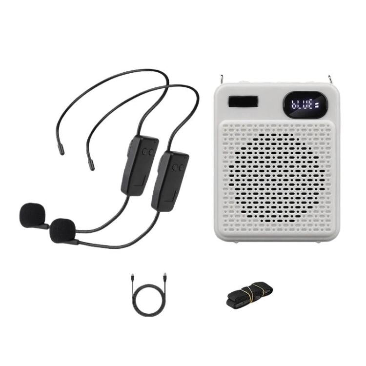 DIYO-1125 Multifunctional Outdoor High-Volume Microphone With Battery Display Teacher Classroom Voice Amplifier, Spec: Wireless Dual Headwear White