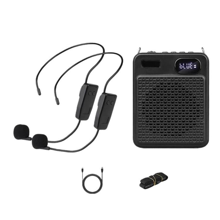 DIYO-1125 Multifunctional Outdoor High-Volume Microphone With Battery Display Teacher Classroom Voice Amplifier, Spec: Wireless Dual Headwear Black