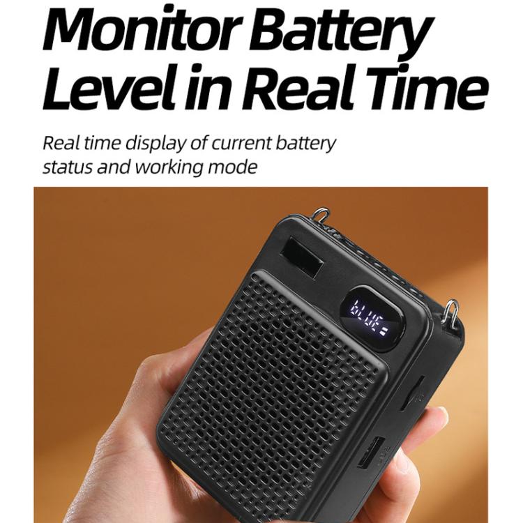 DIYO-1125 Multifunctional Outdoor High-Volume Microphone With Battery Display Teacher Classroom Voice Amplifier, Spec: Wireless Mic+Headwear Black