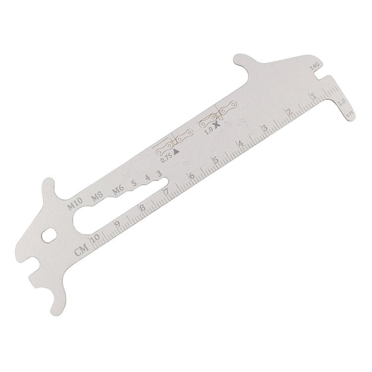 BIKERSAY 7-in-1 Chain Wear Indicator Tool Measuring Ruler Bicycle Maintenance Tool - Steel Color
