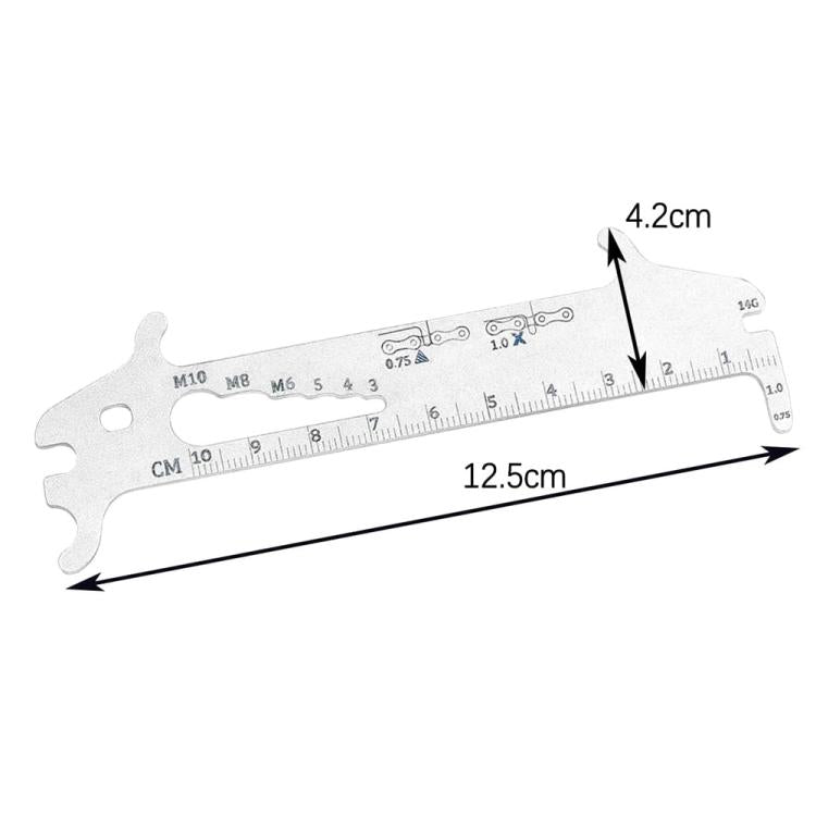 BIKERSAY 7-in-1 Chain Wear Indicator Tool Measuring Ruler Bicycle Maintenance Tool - Steel Color