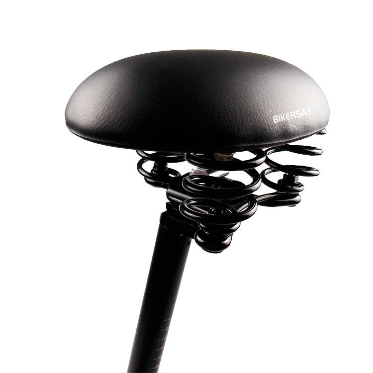 BIKERSAY Noseless MTB Saddle with Spring Shock Absorption Pressure Relief Comfort Bicycle Seat for Mountain Road Bike - Black