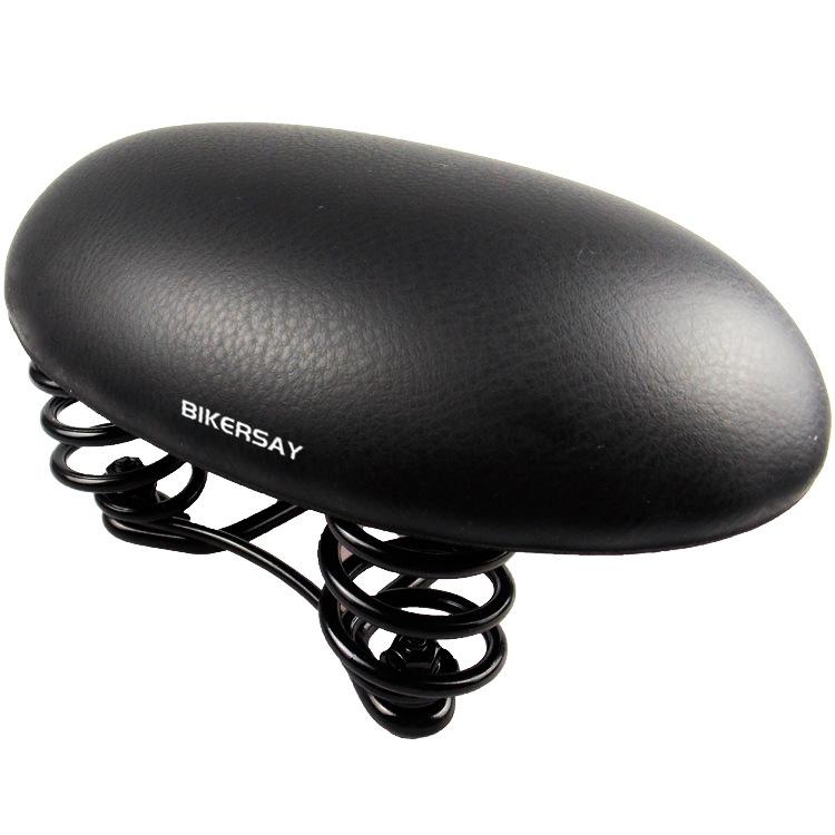 BIKERSAY Noseless MTB Saddle with Spring Shock Absorption Pressure Relief Comfort Bicycle Seat for Mountain Road Bike - Black
