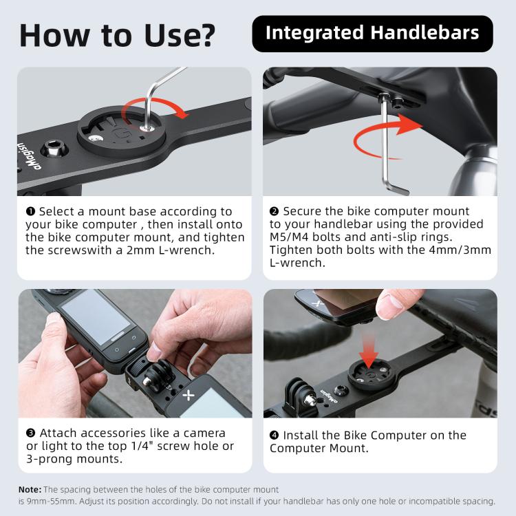 aMagisn BR02 Integrated Handlebars Action Camera Speedometer Cycling Mount